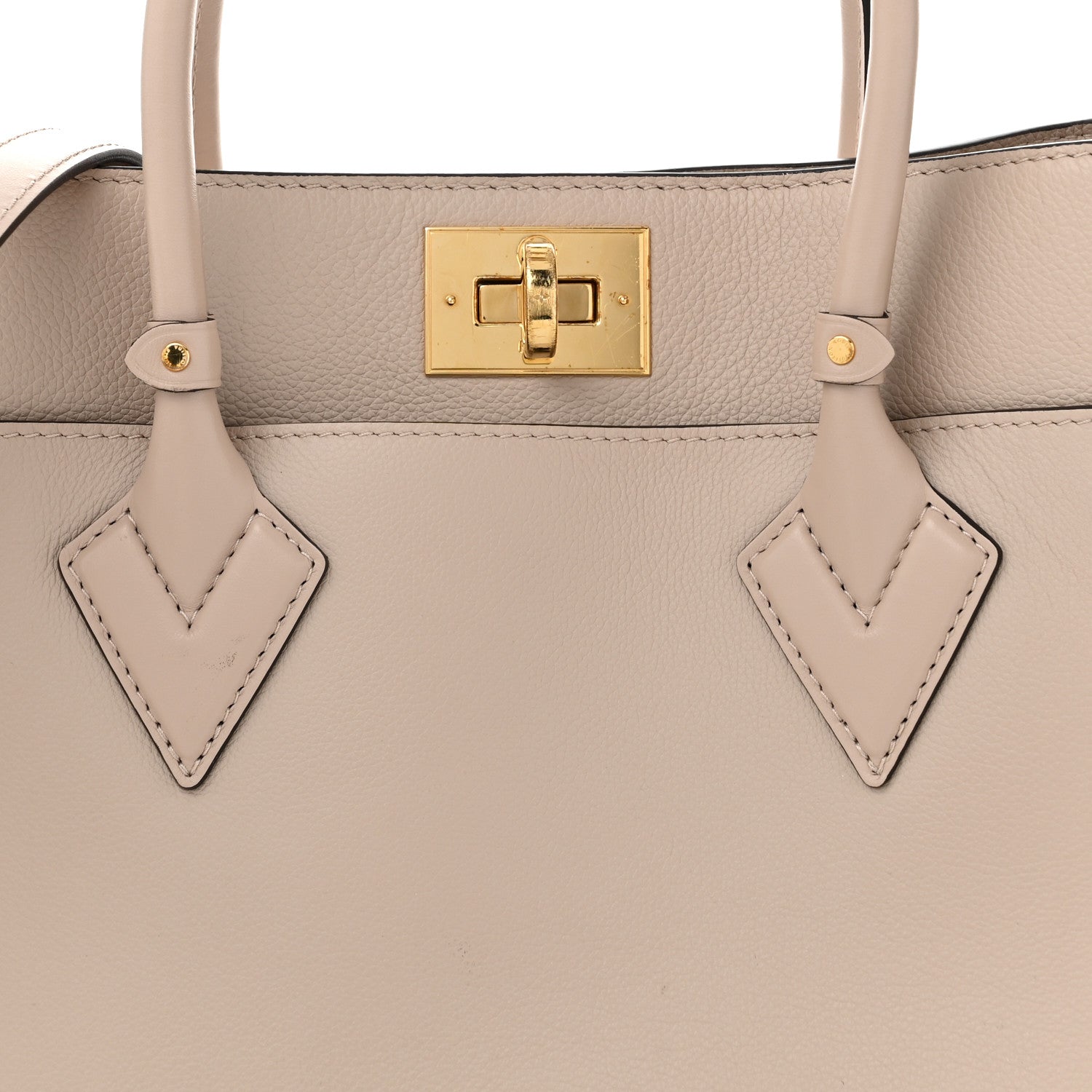 Louis Vuitton Calfskin Monogram On My Side MM Greige 7 of 10