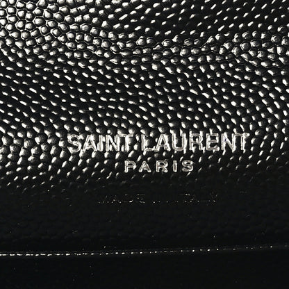 Saint Laurent Grain De Poudre Matelasse Chevron Small Monogram Envelope Wallet Black 6 of 7