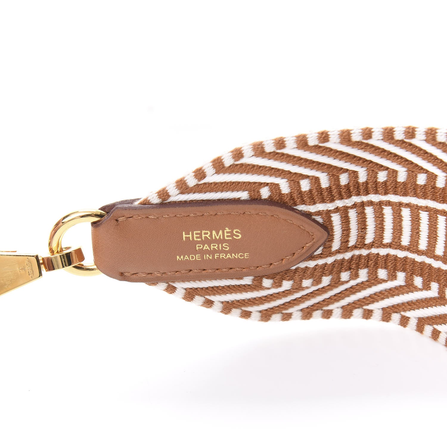 Hermes Toile Swift 50mm Sangle Cavale Shoulder Strap Ecru Beige Gold 3 of 4