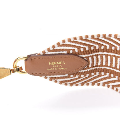 Hermes Toile Swift 50mm Sangle Cavale Shoulder Strap Ecru Beige Gold 3 of 4
