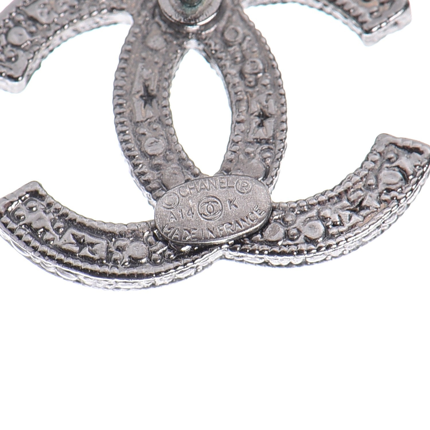 Chanel Crystal Star CC Earrings Silver Grey 5 of 6