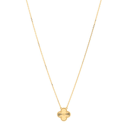 Van Cleef & Arpels 18K Yellow Gold Guilloche Vintage Alhambra Pendant Necklace 1 of 3