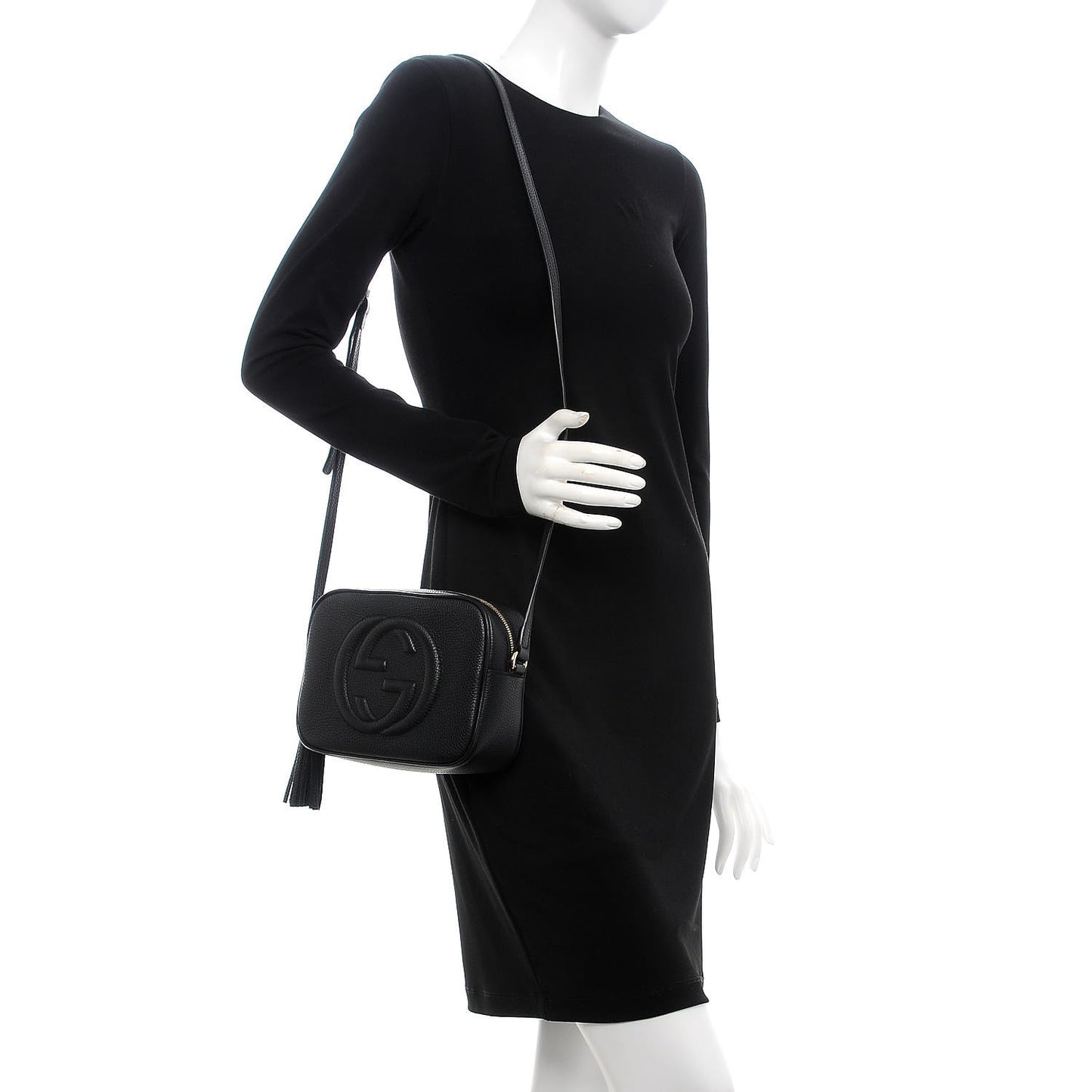 Pebbled Calfskin Small Soho Disco Bag Black