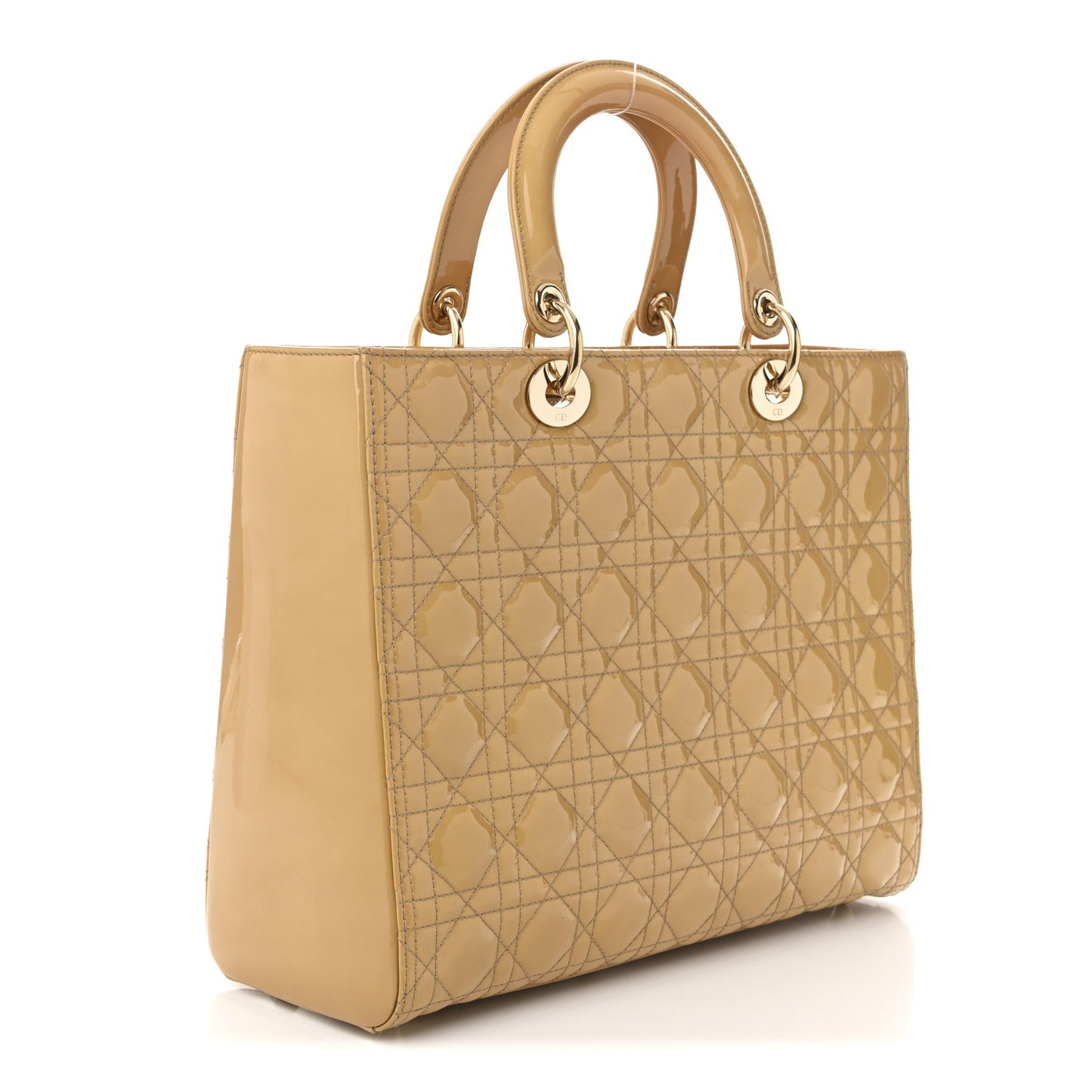 Patent Cannage Large Lady Dior Beige