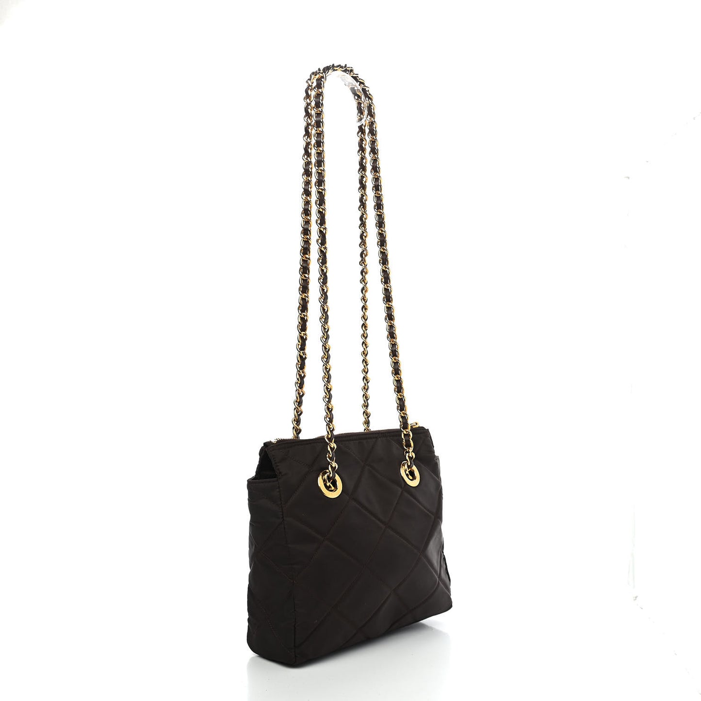 Nylon Tessuto Impuntu Quilted Shoulder Bag Ebano