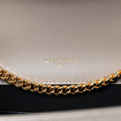 Saint Laurent Grain De Poudre Textured Mixed Matelasse Triquilt Small Monogram Satchel Dark Beige 9 of 9