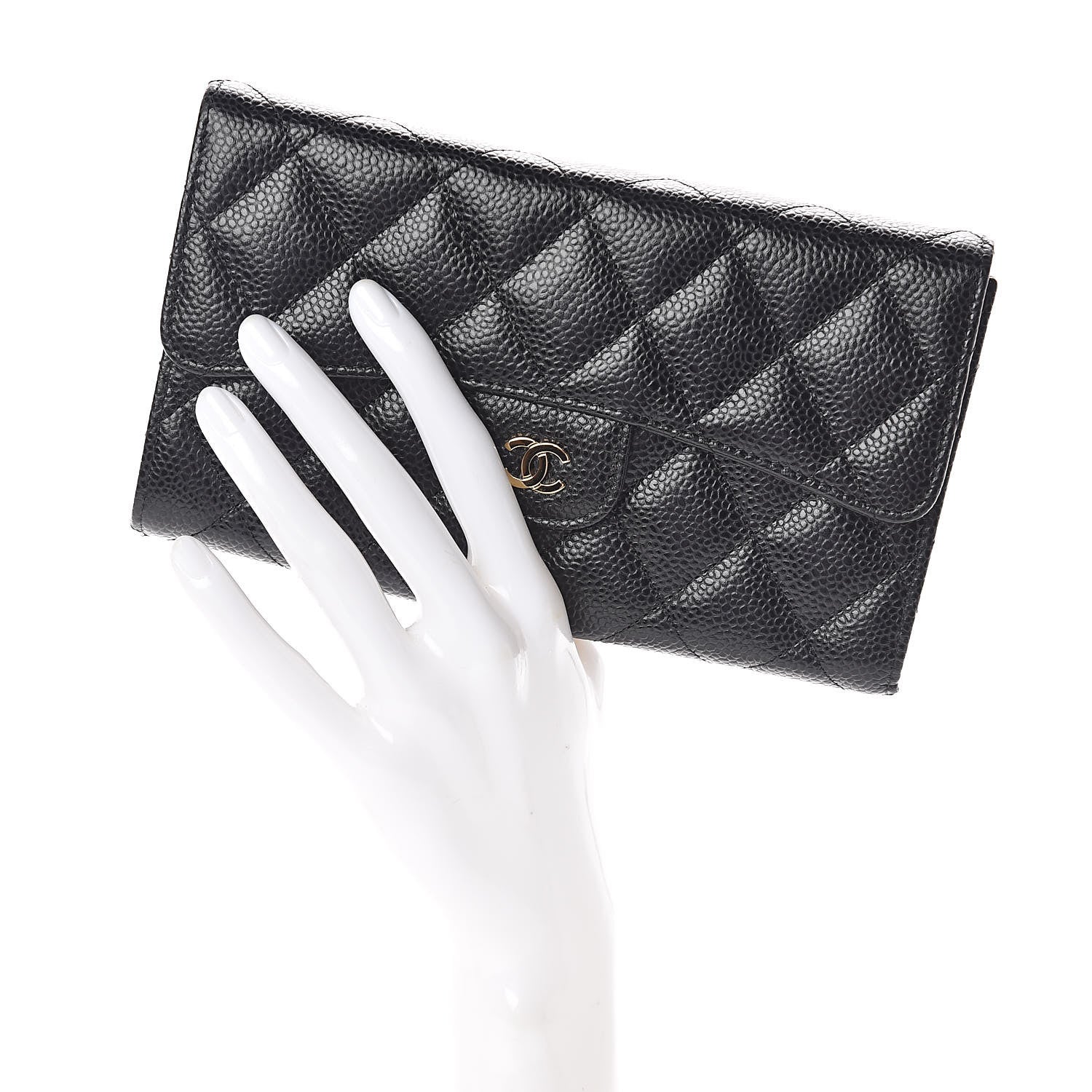 Chanel Caviar Quilted Large Flap Wallet Black 2 of 9