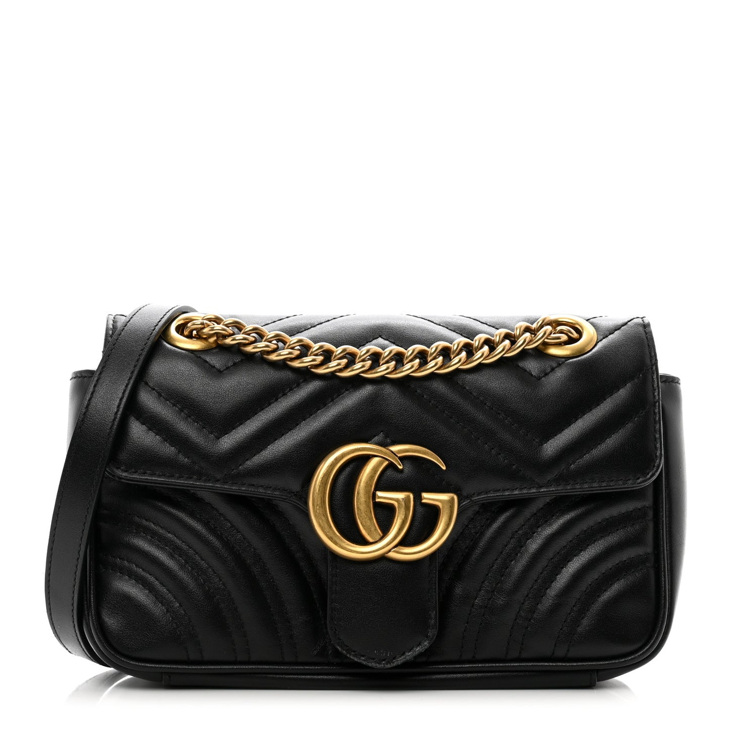 Calfskin Matelasse Mini GG Marmont Shoulder Bag Black