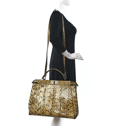 Fendi Snakeskin Large Peekaboo Iconic Satchel Yellow 2 of 10