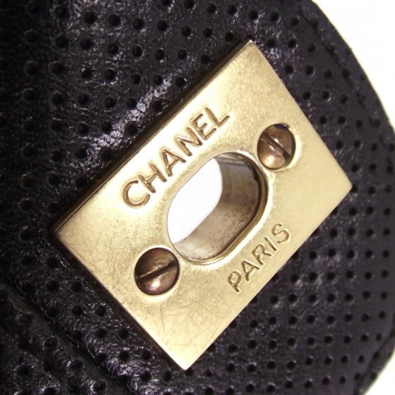 Lambskin Perforated Flap Black