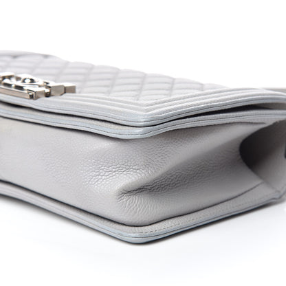 Chanel Iridescent Caviar Quilted Medium Boy Flap Light Grey 6 of 13