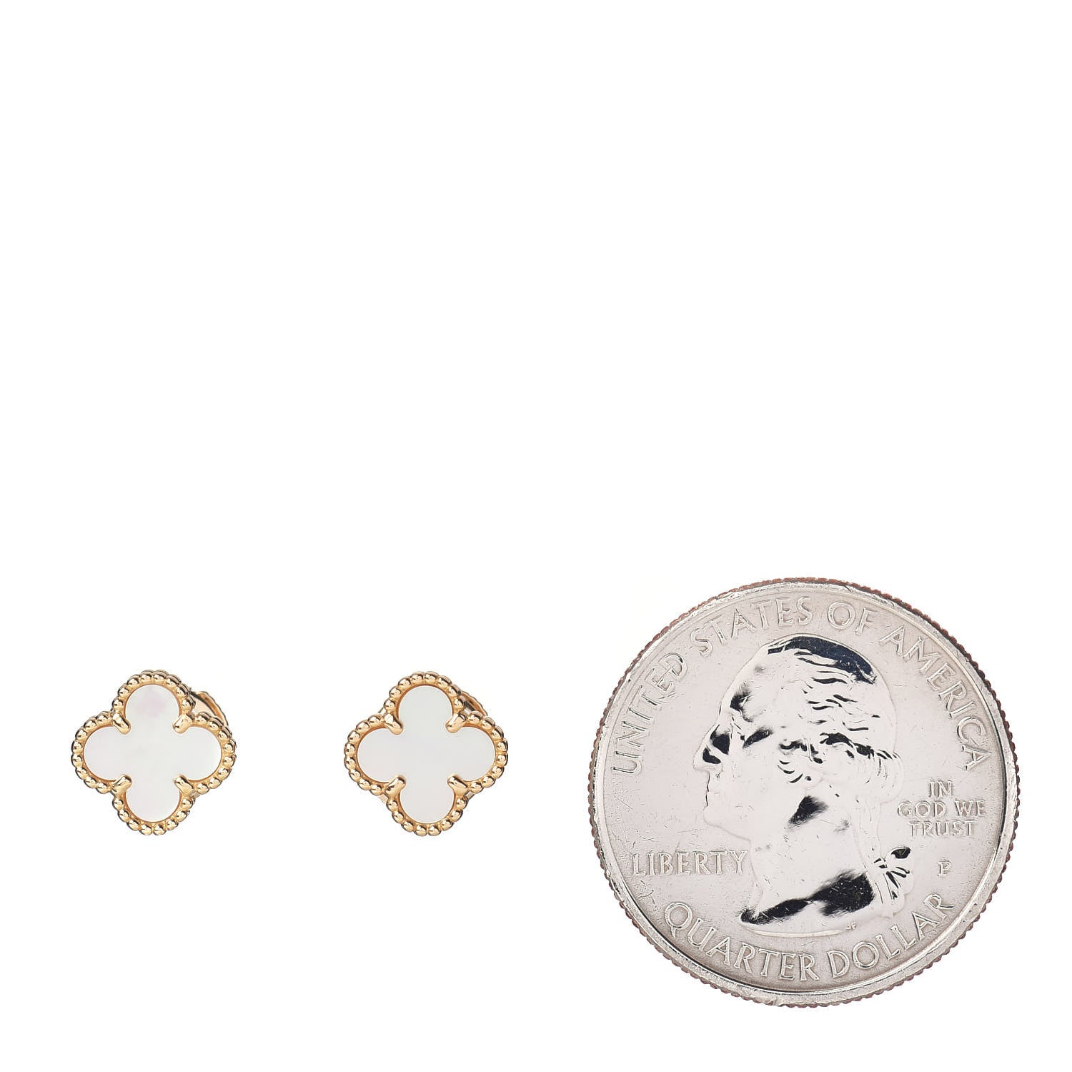 Van Cleef & Arpels 18K Yellow Gold Mother of Pearl Sweet Alhambra Earrings 2 of 5