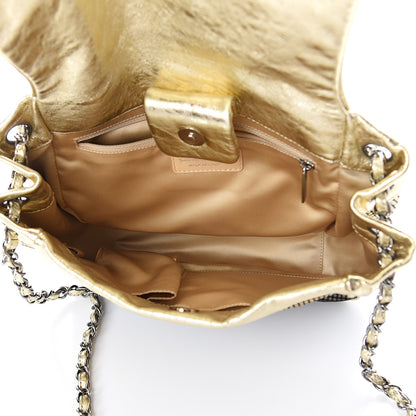 Chanel Metallic Lambskin Perforated Hollywood Accordion Flap Bag Gold 4 of 9