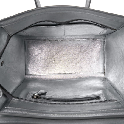 Celine Laminated Lambskin Micro Luggage Silver 4 of 18