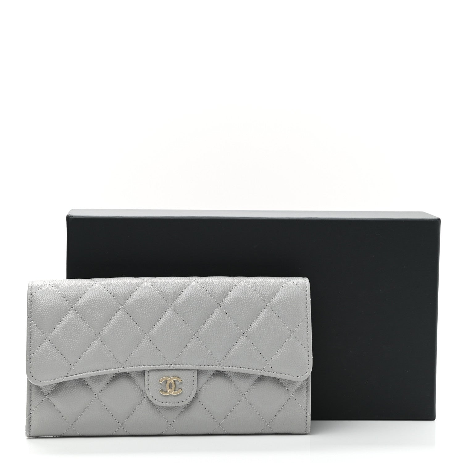 Chanel Caviar Quilted Large Flap Wallet Grey 8 of 8