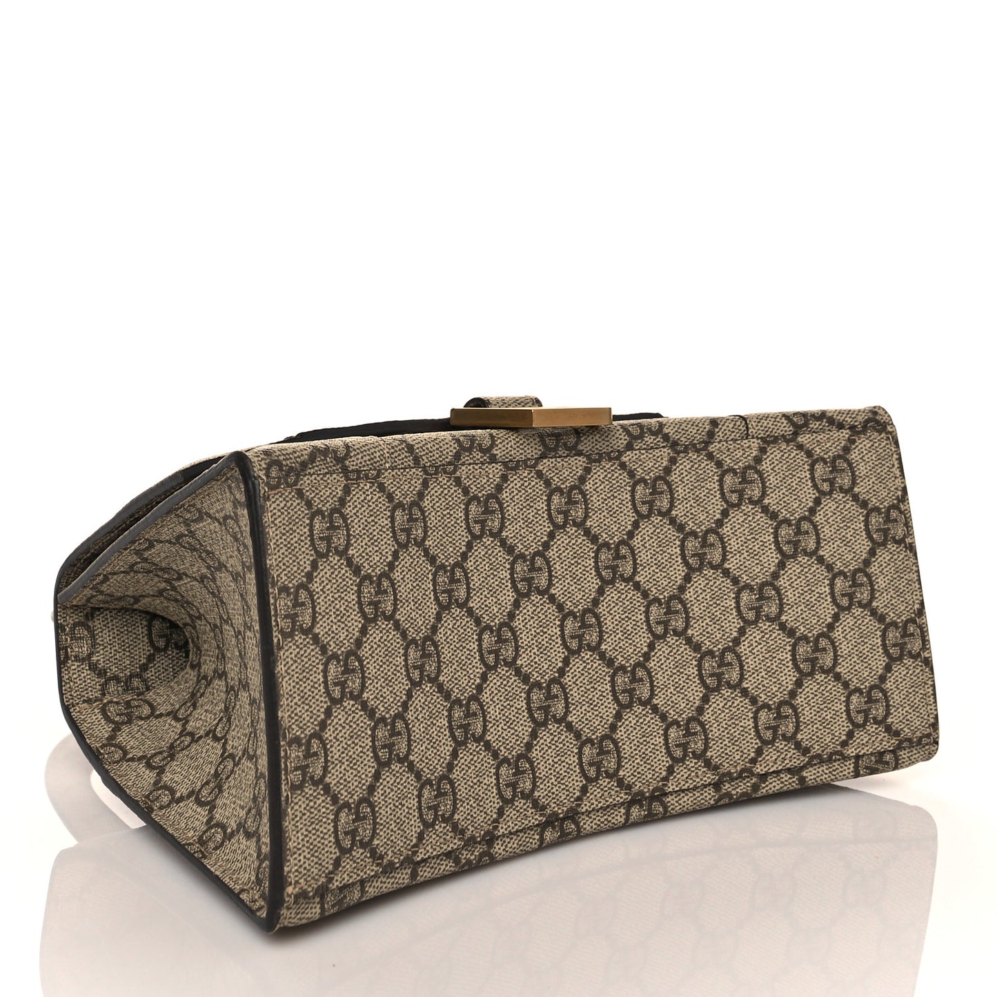 X GUCCI GG Supreme Monogram Small Hourglass Top Handle Bag Beige Ebony