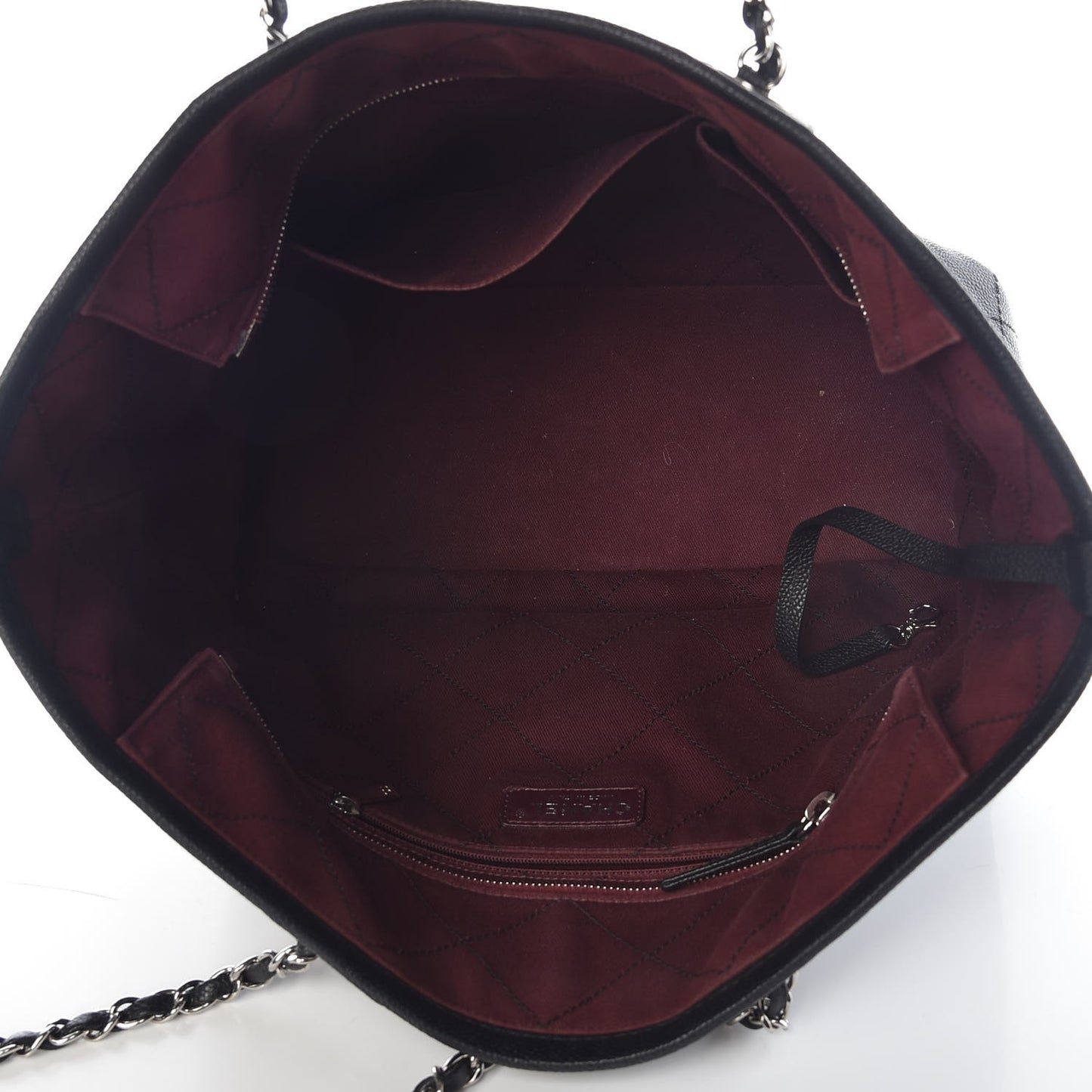 Grained Calfskin Quilted Small Daily Shopping Tote Black