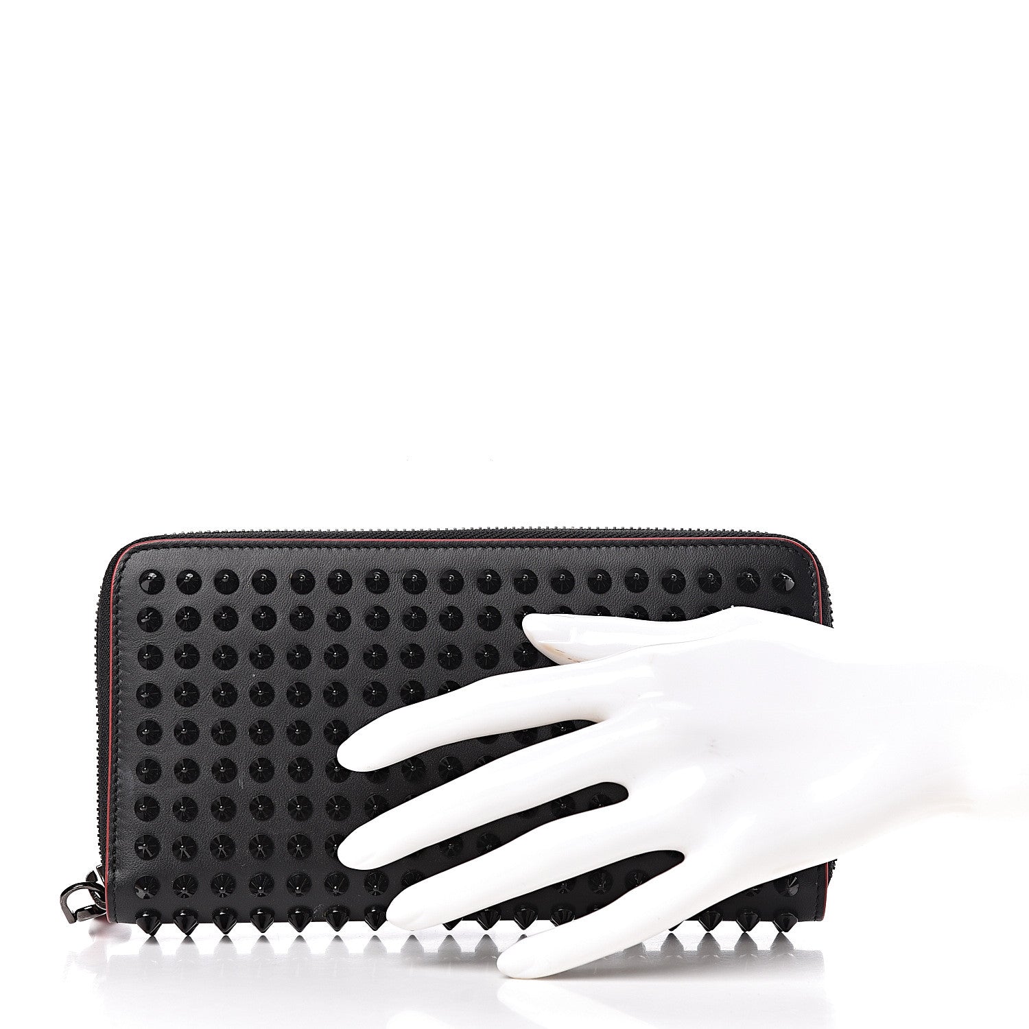 Christian Louboutin Calfskin Panettone Spiked Zip Around Wallet Black 2 of 7