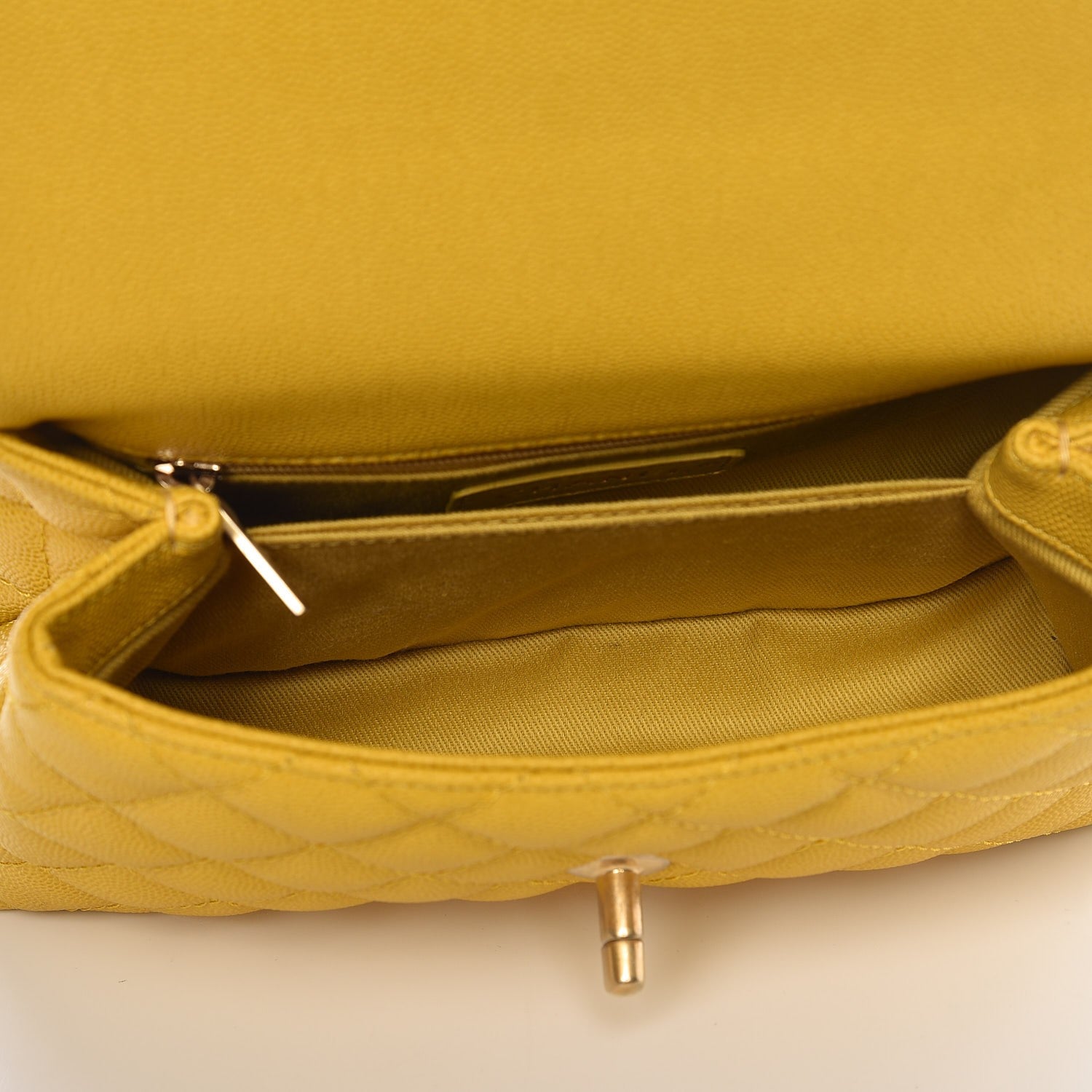 Chanel Caviar Quilted Mini Coco Handle Flap Yellow 4 of 10
