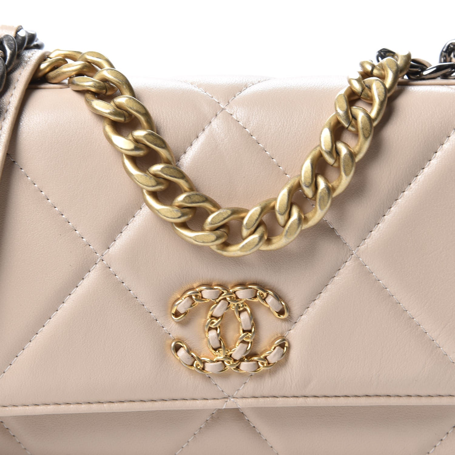 Chanel Goatskin Quilted 19 Wallet On Chain WOC Light Beige 11 of 12