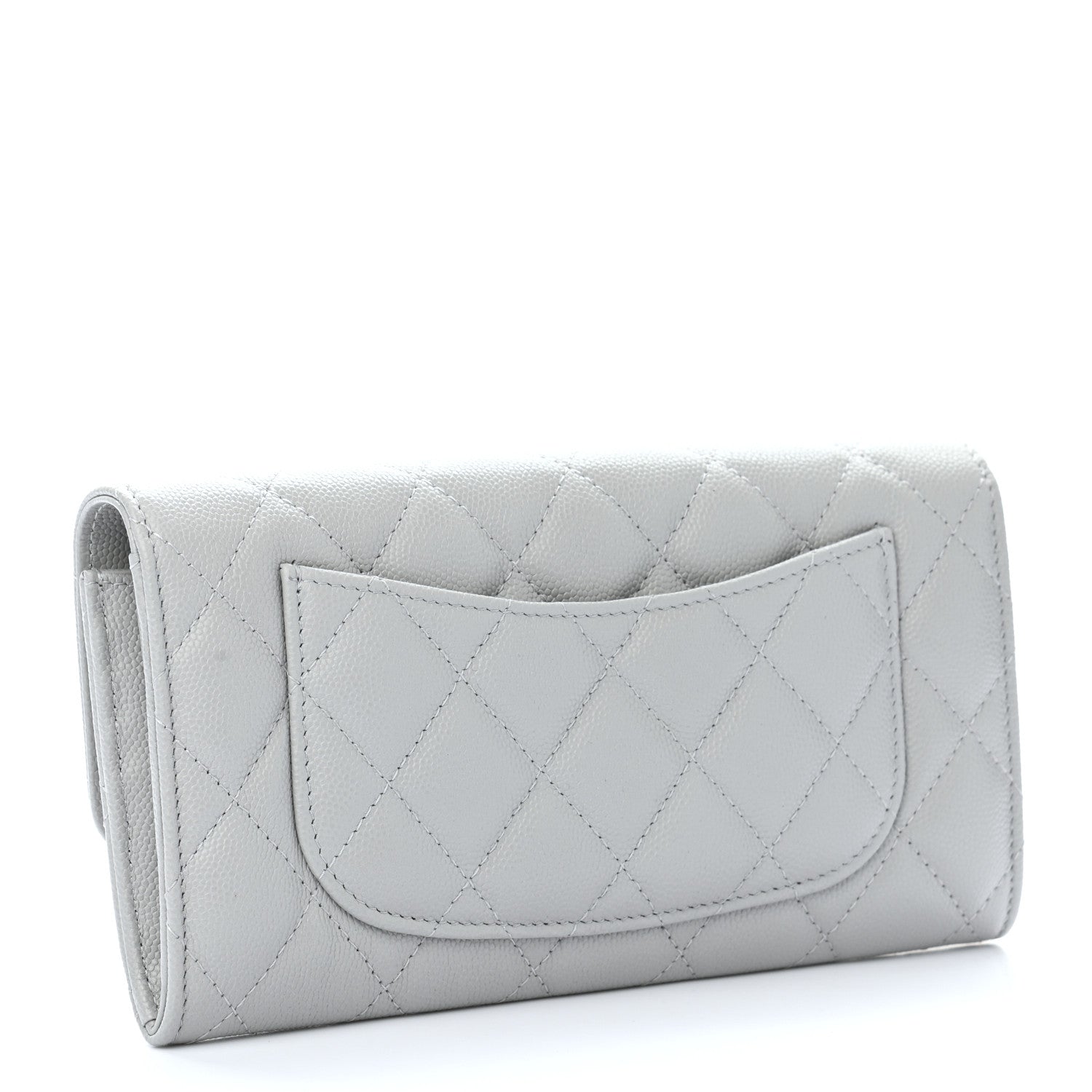 Chanel Caviar Quilted Large Flap Wallet Grey 3 of 9