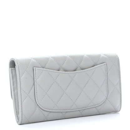 Chanel Caviar Quilted Large Flap Wallet Grey 3 of 9