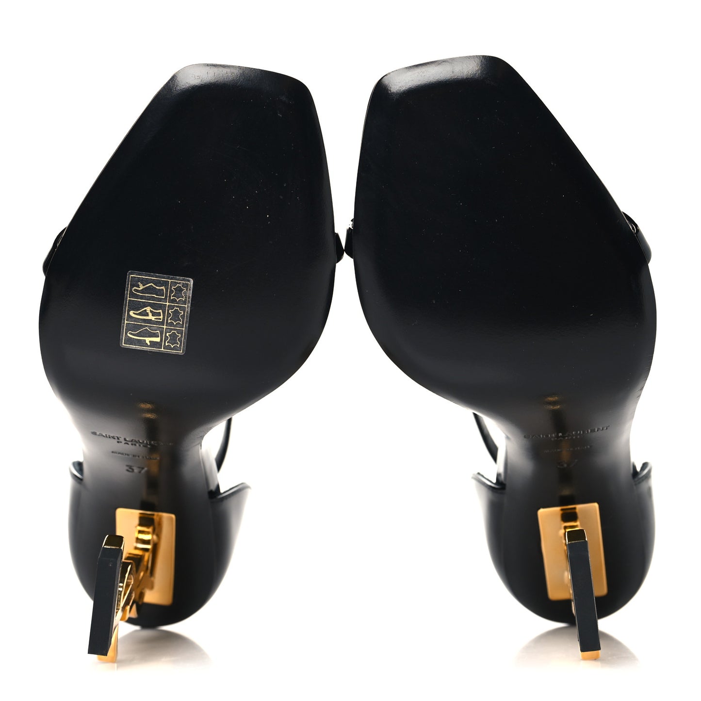Patent Calfskin Opyum 110 Sandals 37 Black Gold