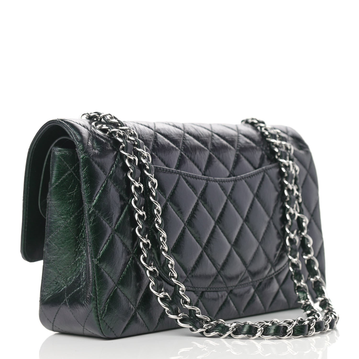 Chanel Iridescent Crumpled Calfskin Quilted Medium Double Flap Black 3 of 9