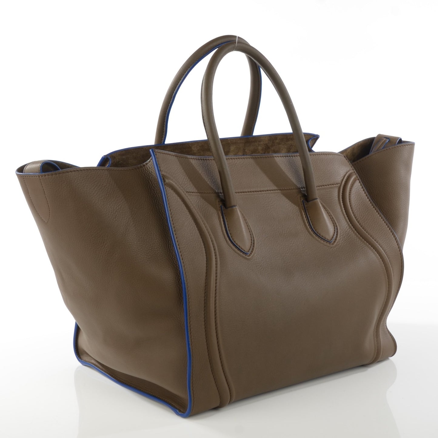 Supple Calfskin Medium Phantom Luggage Khaki Cobalt Trim