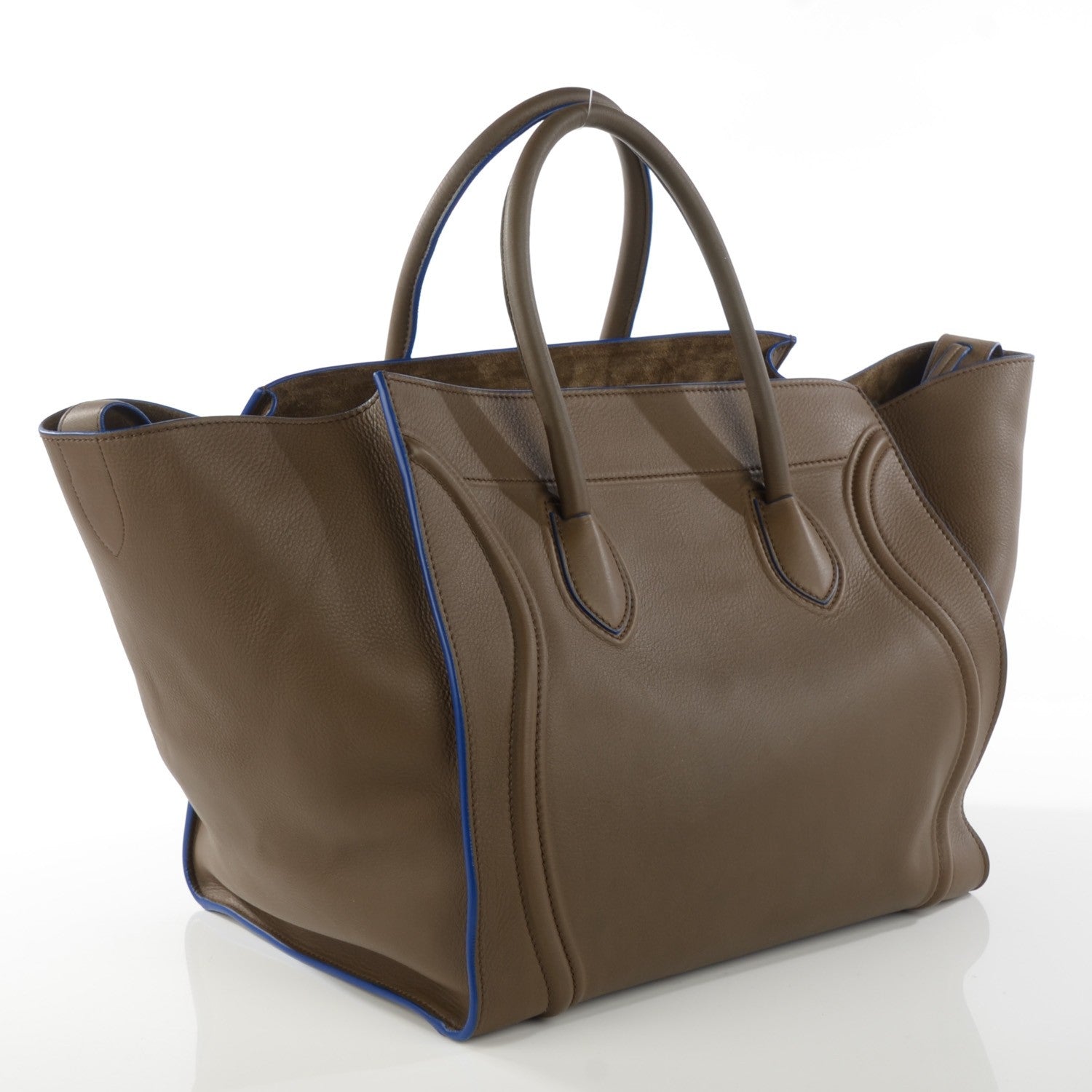 Celine Supple Calfskin Medium Phantom Luggage Khaki Cobalt Trim 4 of 10
