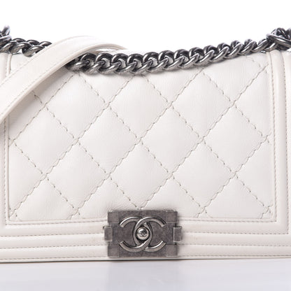 Chanel Calfskin Double Stitch Medium Boy Flap White 11 of 17