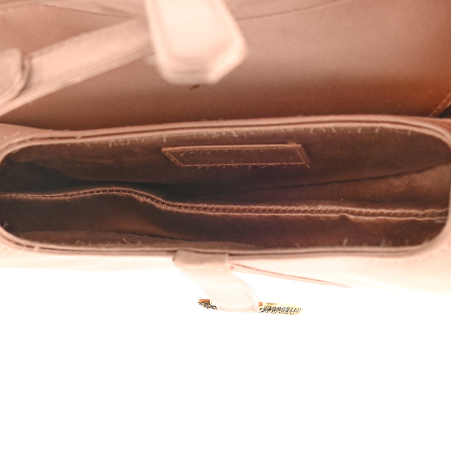 Satin Crystal Mini Saddle Bag Powder Beige