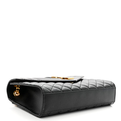 Saint Laurent Grain De Poudre Textured Mixed Matelasse Triquilt Medium Monogram Satchel Black 4 of 10