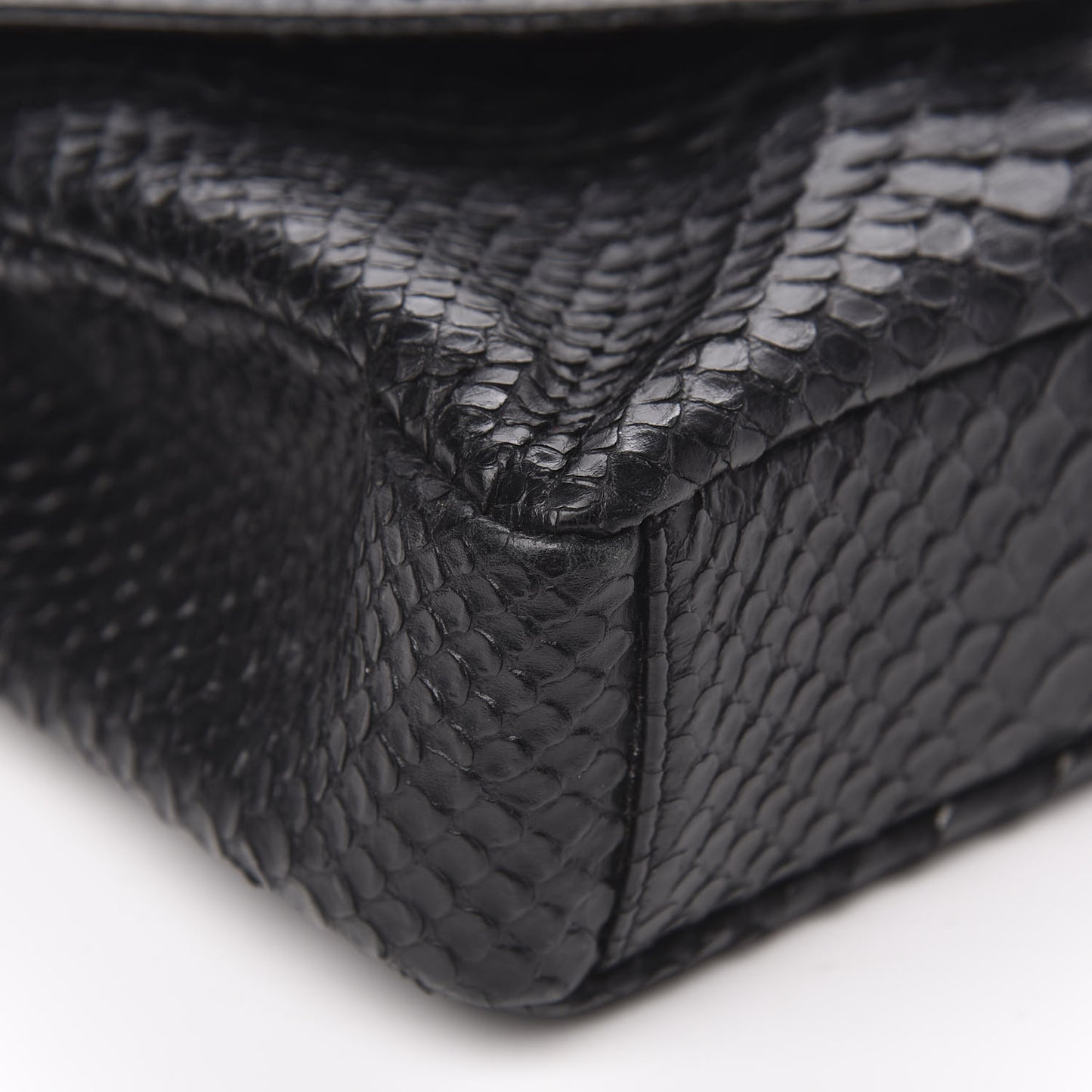Calfskin Python Embossed Monogram Medium College Bag Black