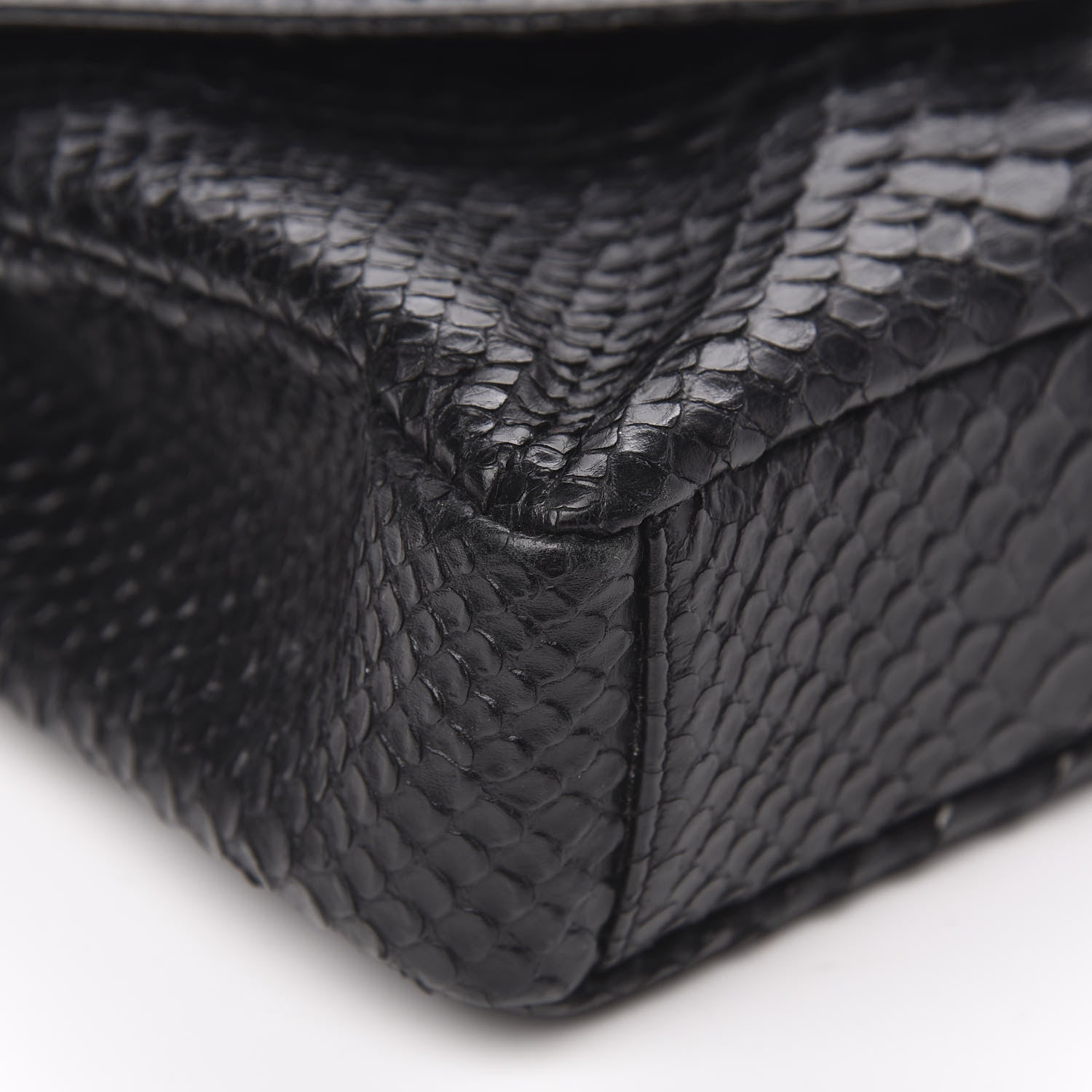 Saint Laurent Calfskin Python Embossed Monogram Medium College Bag Black 8 of 9