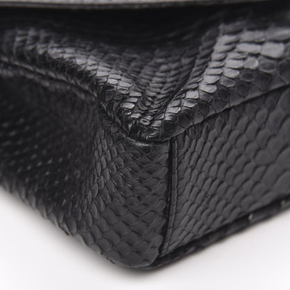 Saint Laurent Calfskin Python Embossed Monogram Medium College Bag Black 8 of 9