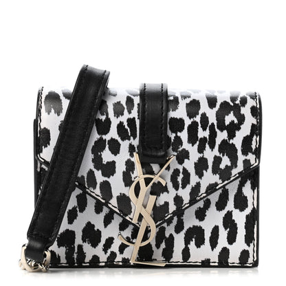 Saint Laurent Calfskin Monogram Leopard Print Mini Candy Crossbody Black White 1 of 4
