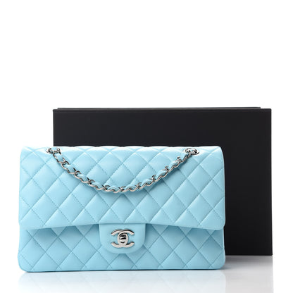 Chanel Lambskin Quilted Medium Double Flap Neon Blue 12 of 12