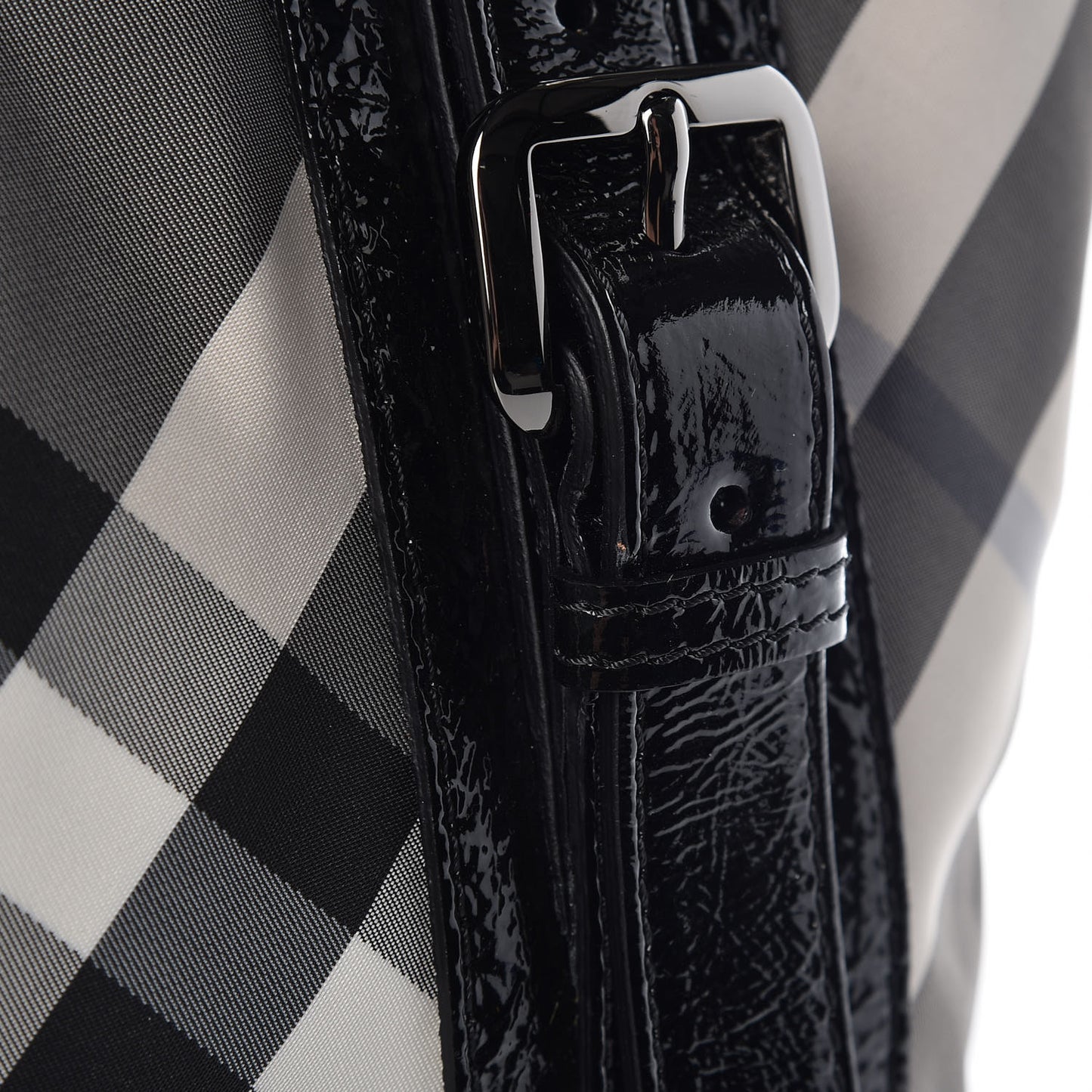 Patent Trim Smoked Check Tote Black