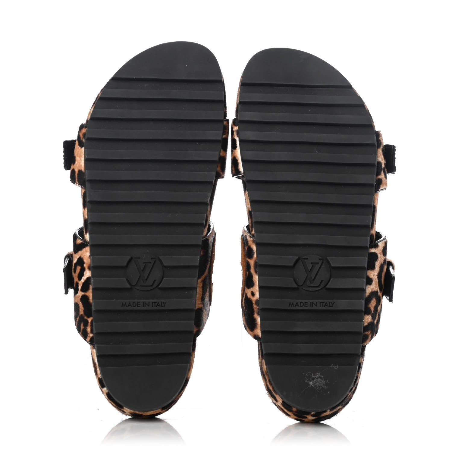 Louis Vuitton Calfskin Pony Hair Leopard Bom Dia Mule Sandals 37 Cognac Brown 5 of 8