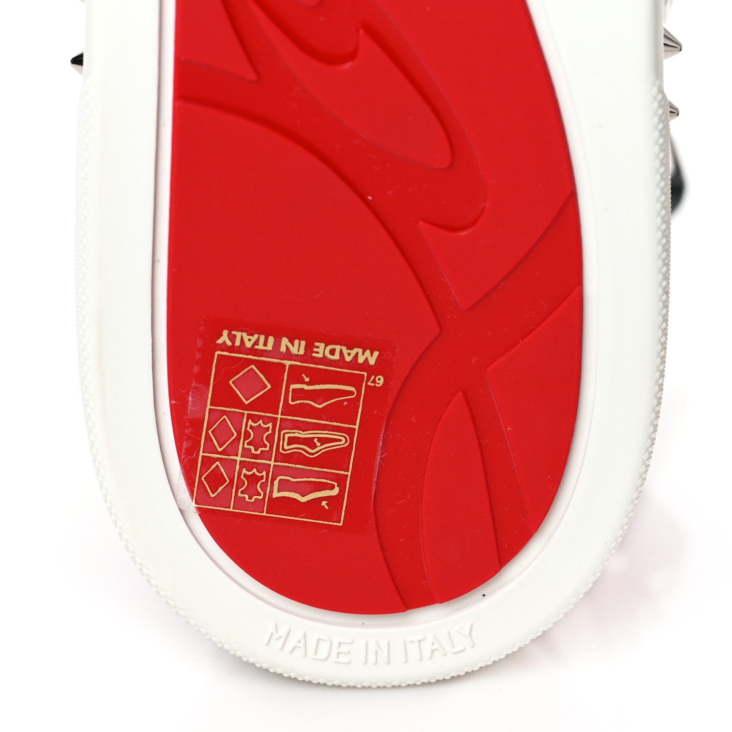 Christian Louboutin Calfskin Perforated Lou Spikes Flat Sneakers 42 White Red 8 of 10