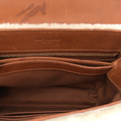 Saint Laurent Shearling Toy Loulou Shoulder Bag Natural 5 of 12