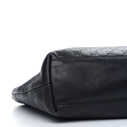 Gucci Guccissima Medium Zippered Shopping Tote Black 7 of 9