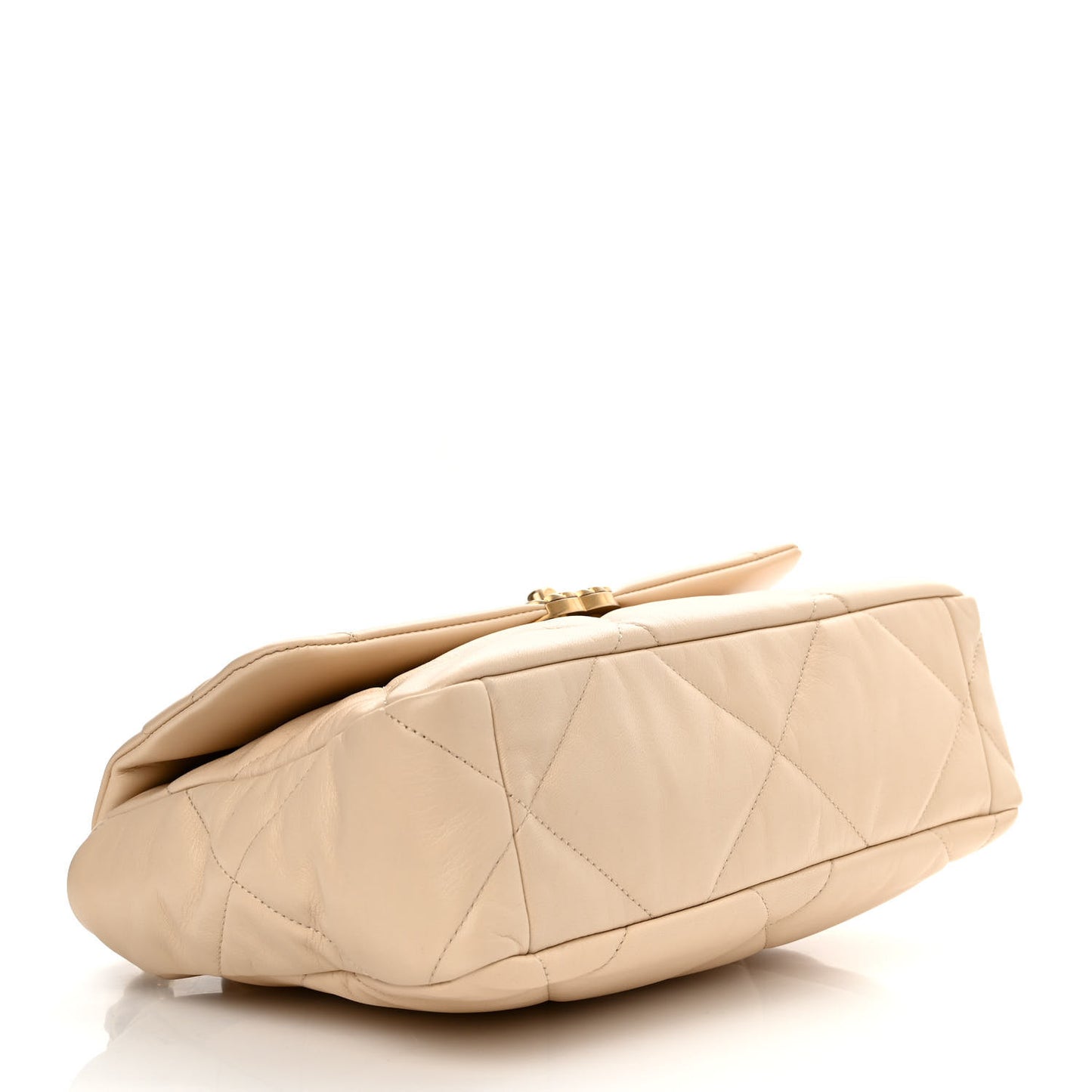 Goatskin Quilted Large Chanel 19 Flap Beige