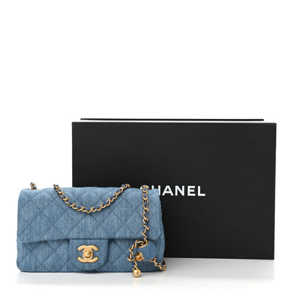 Chanel Denim Quilted Mini Pearl Crush Rectangular Flap Blue 11 of 11
