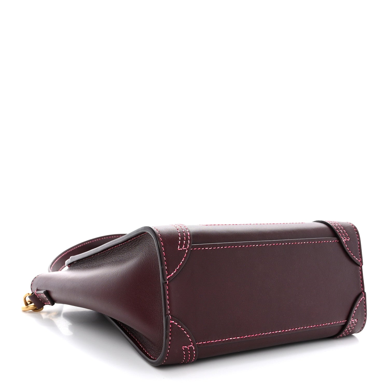 Celine Satin Calfskin Nano Double Stitching Luggage Burgundy Pink 4 of 11