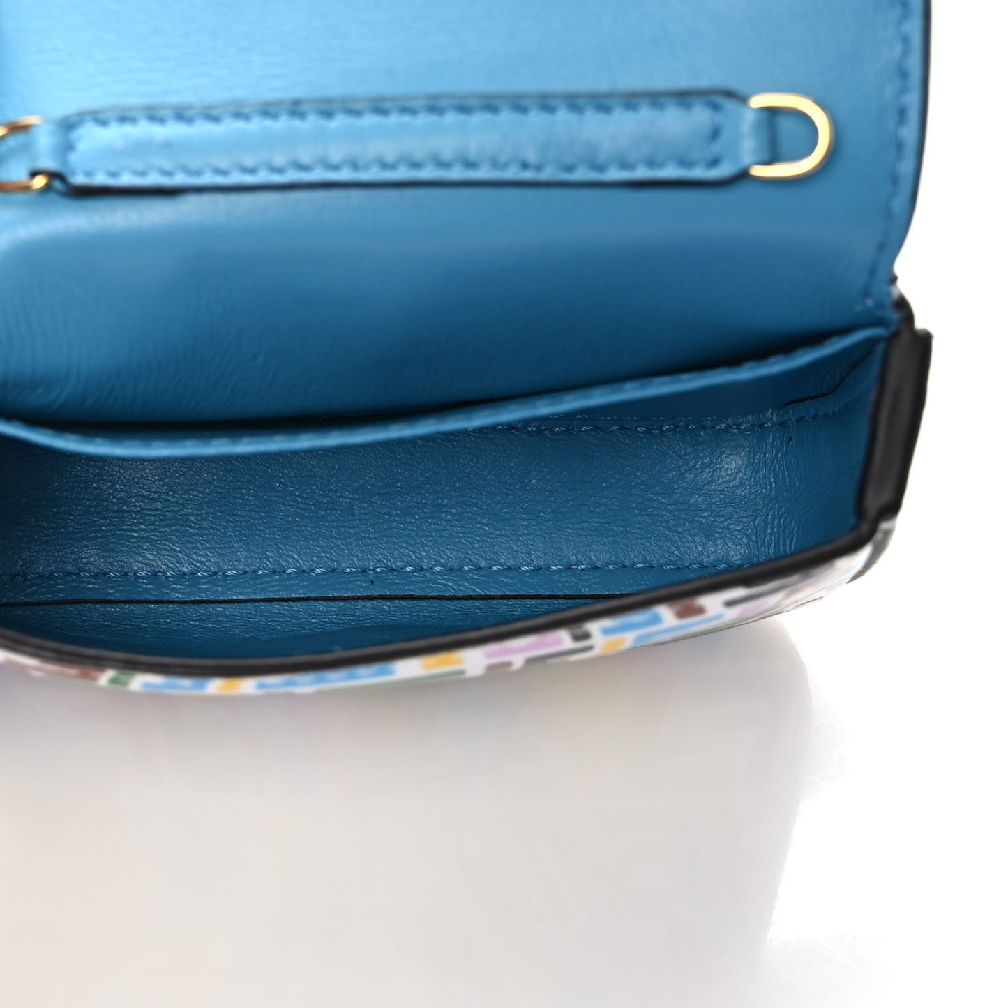 X SARAH COLEMAN Vitello Liberty Ceylon Micro FF Fish Eye Embossed Nano Baguette Charm Multicolor Cyber Blue
