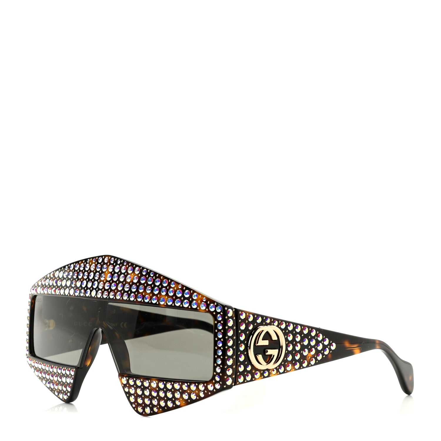 Gucci Crystal Rectangular Frame Sunglasses GG0357S Tortoiseshell 1 of 6