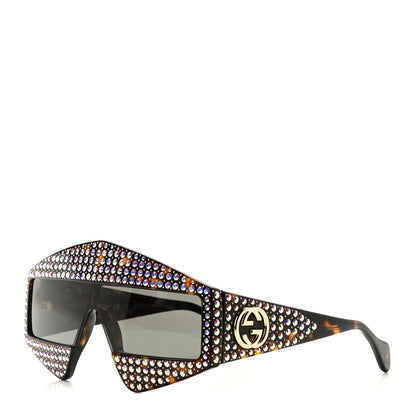 Gucci Crystal Rectangular Frame Sunglasses GG0357S Tortoiseshell 1 of 6
