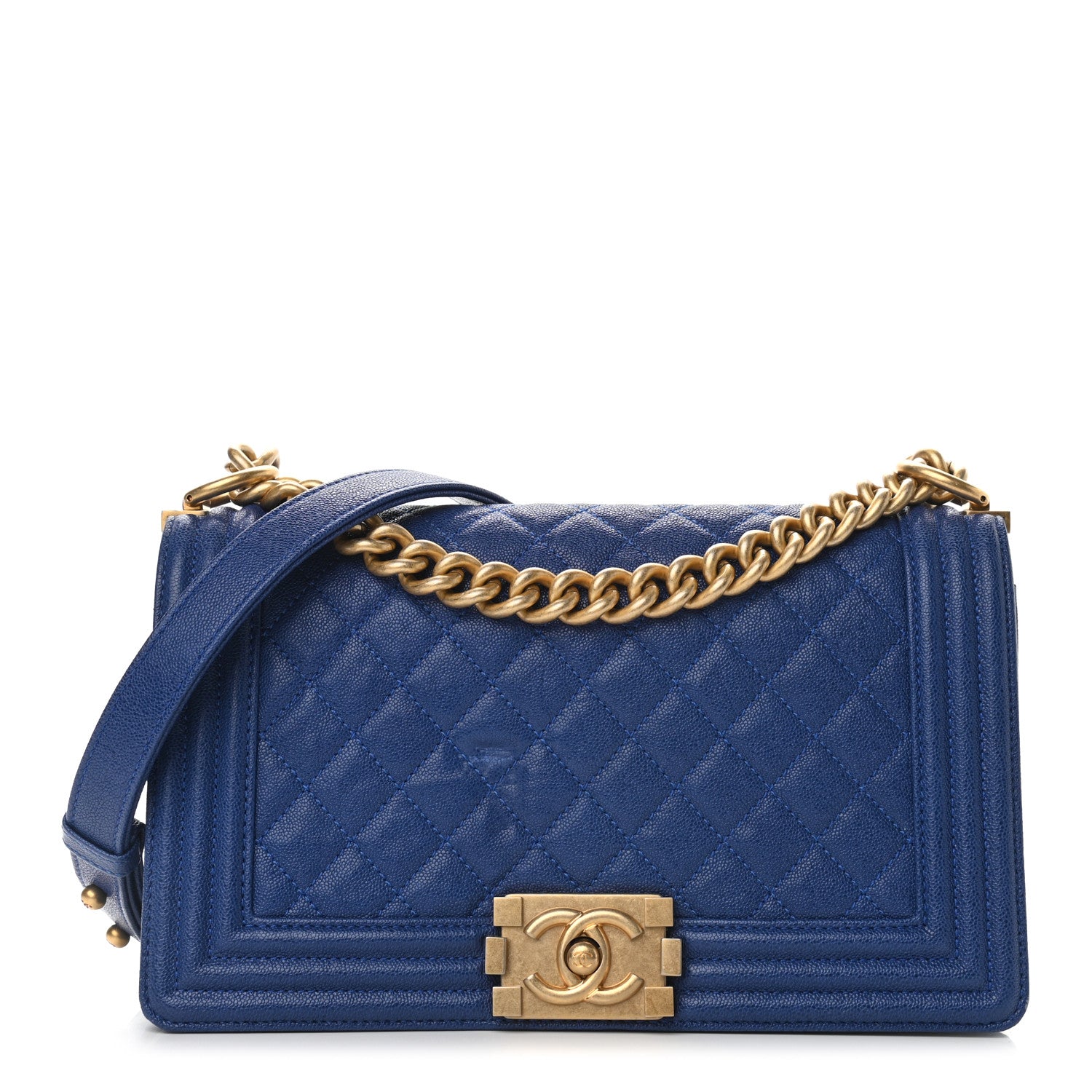 Chanel Caviar Quilted Medium Boy Flap Blue 1 of 11